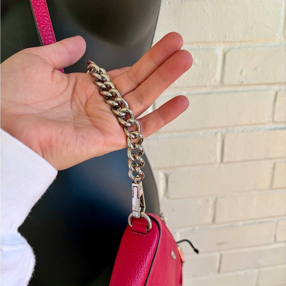 REBECCA MINKOFF Mini 5 Zip Leather Crossbody Bag in Bright Fuchsia, NEW W/ TAGS - Picture 6 of 10